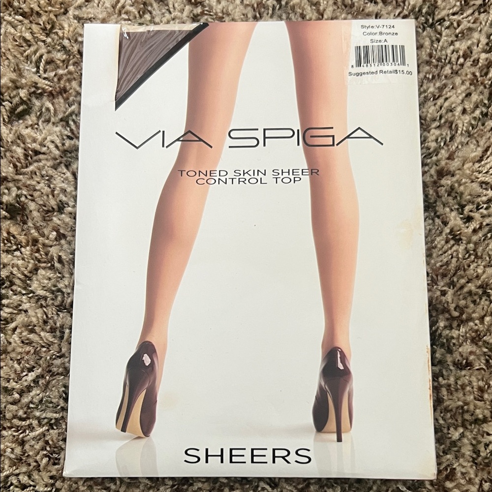 Via Spiga Toned Skin Sheer Control Top Pantyhose - Bronze